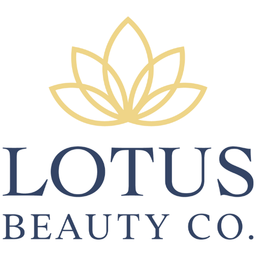 Logo of Lotus Beauty Co. with a gold lotus flower on a white background